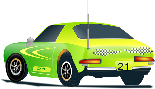 Green Race Car Number21 PNG