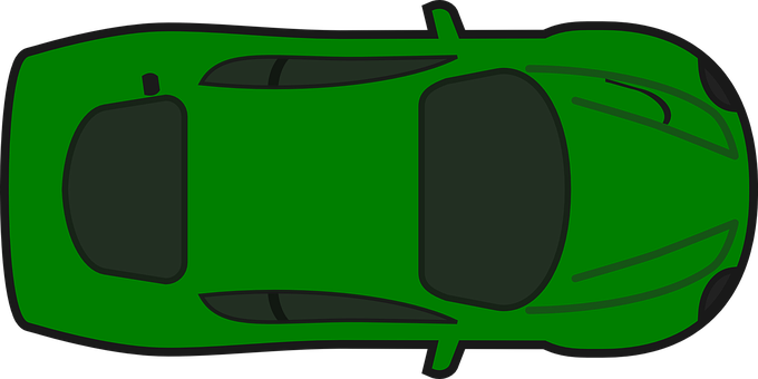 Green Race Car Top View Illustration PNG