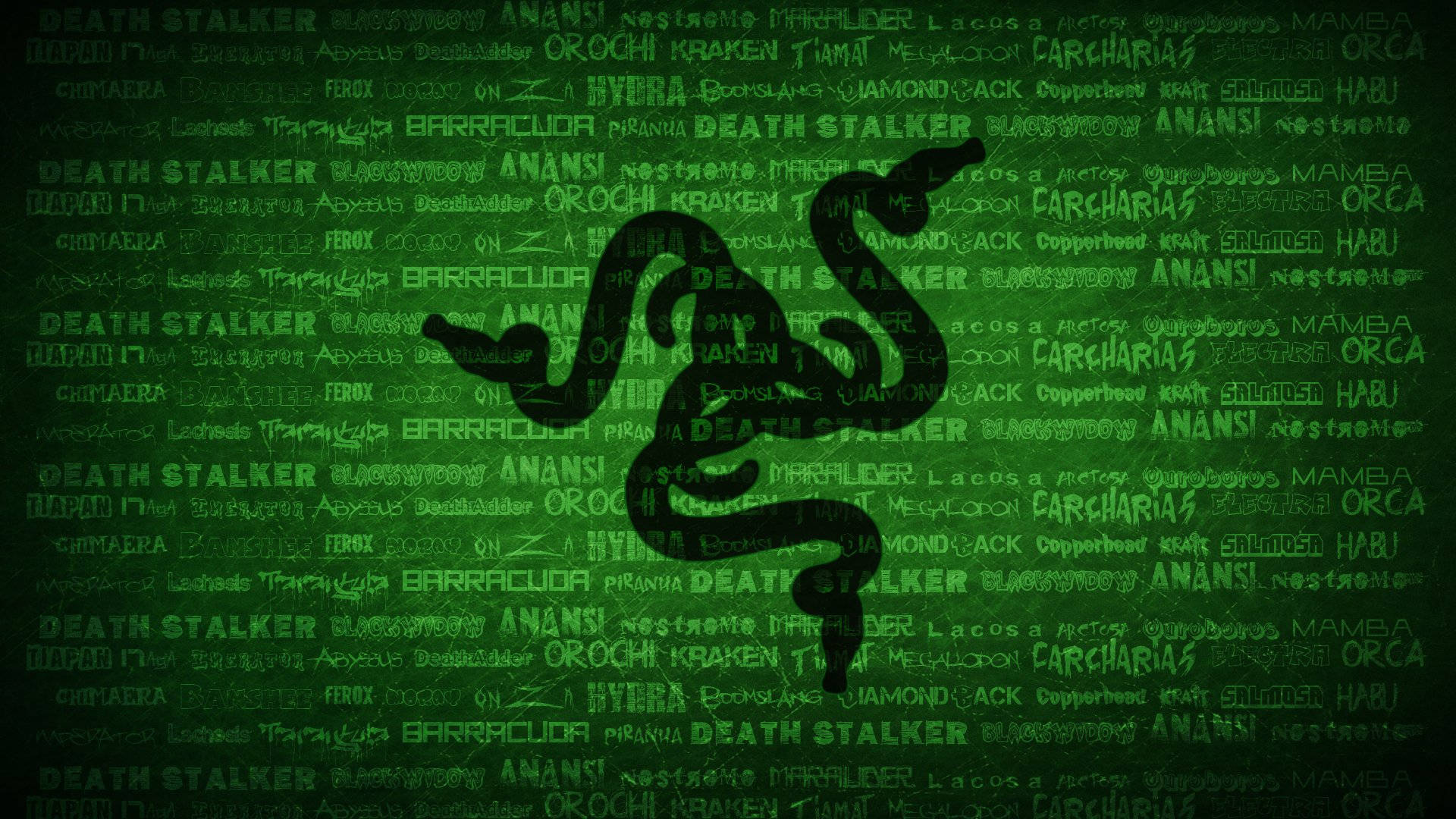 Green Razer Pc With Product Names Wallpaper