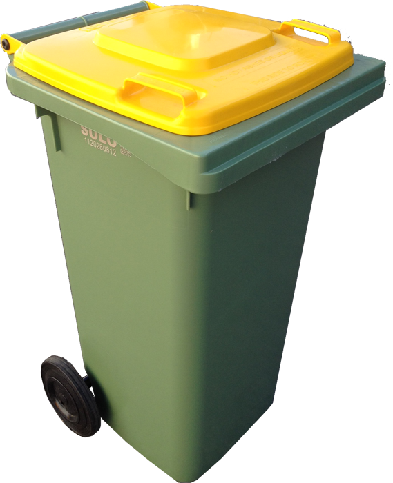 Download Green Recycling Bin Yellow Lid.png | Wallpapers.com