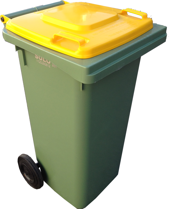 Green Recycling Bin Yellow Lid.png PNG