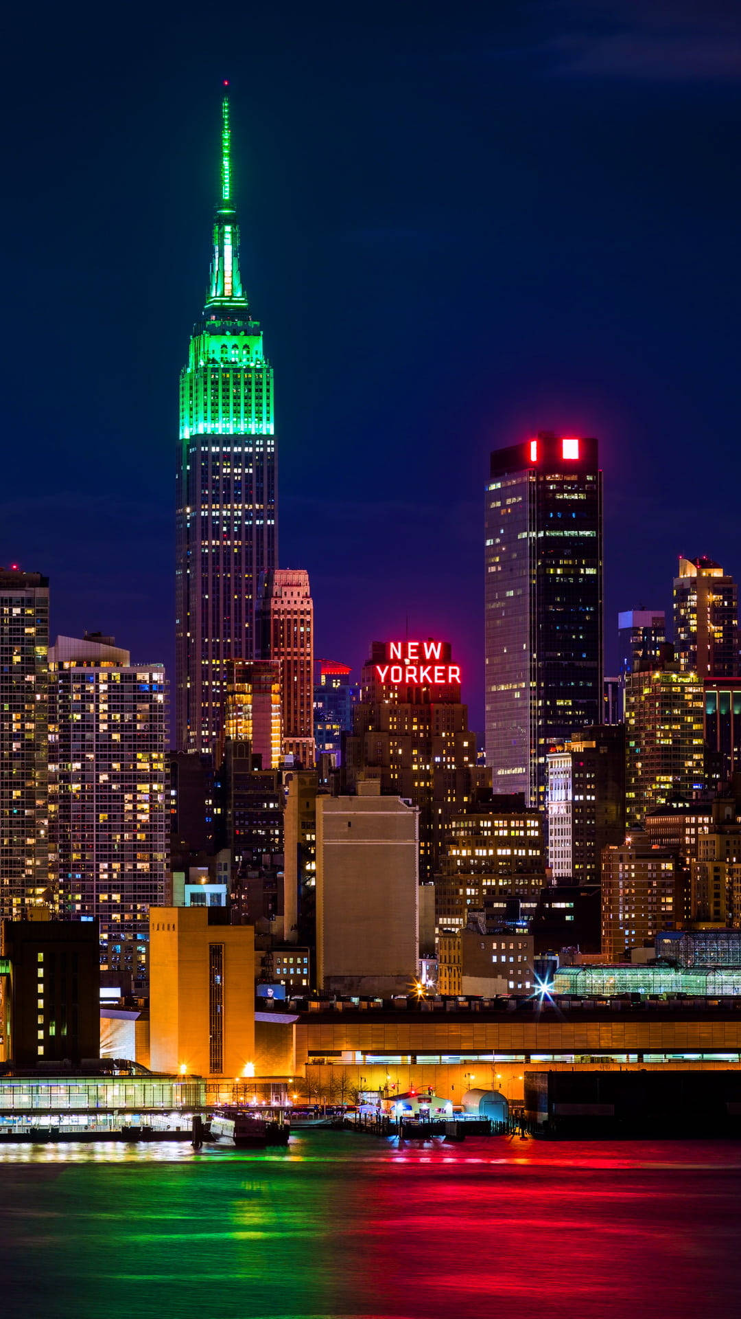 Green Red Lights New York Night Iphone Wallpaper