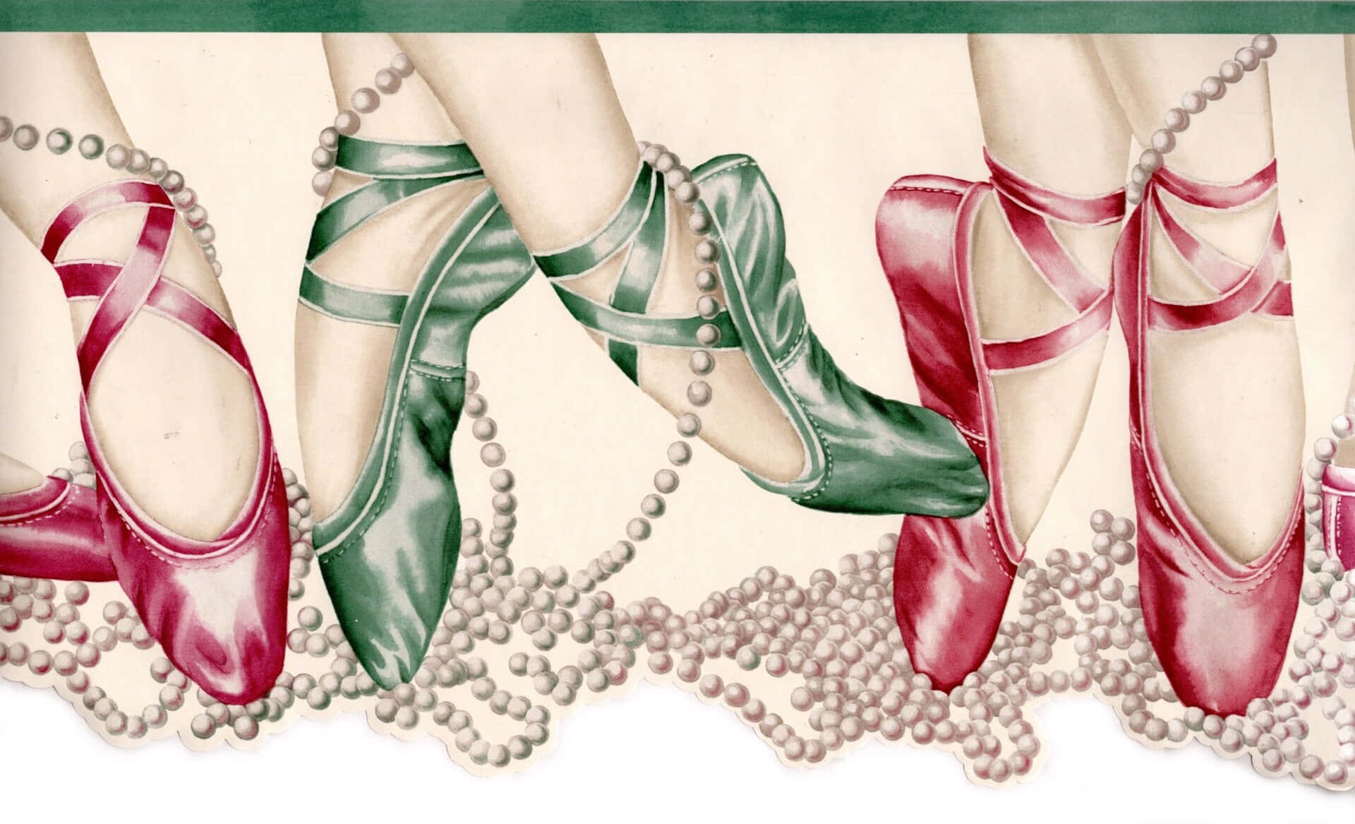 Artede Zapatos De Puntas Verdes Y Rojos. Fondo de pantalla