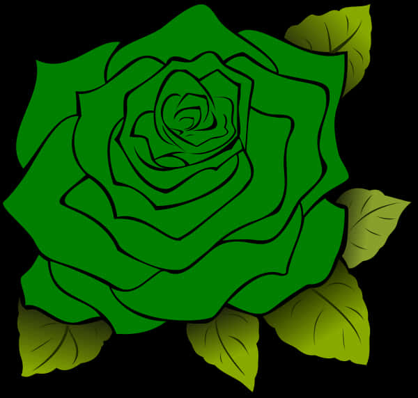 Green Rose Illustration PNG