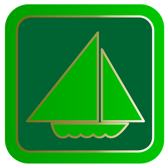 Green Sailboat Icon PNG