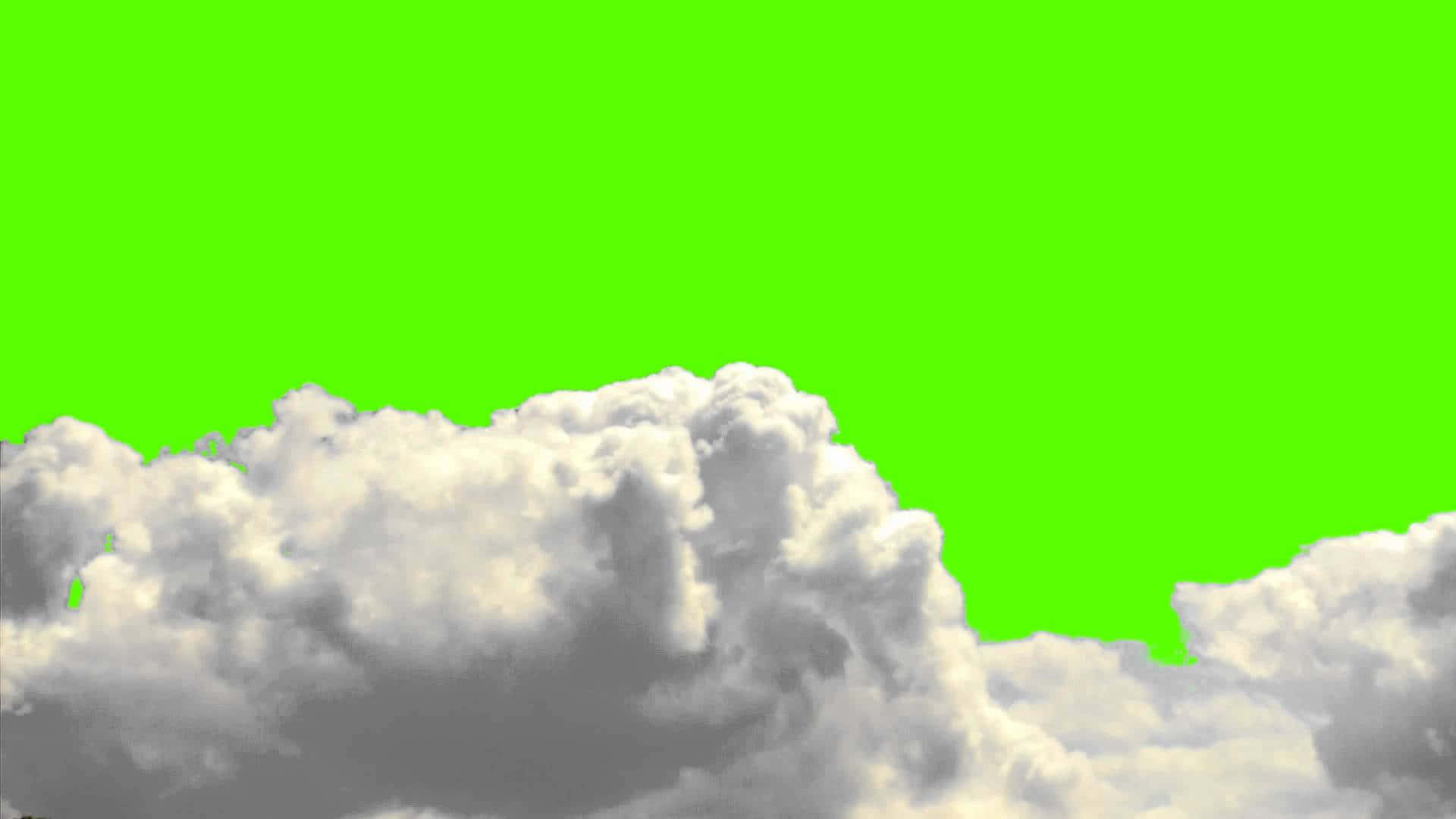 a green screen with clouds
