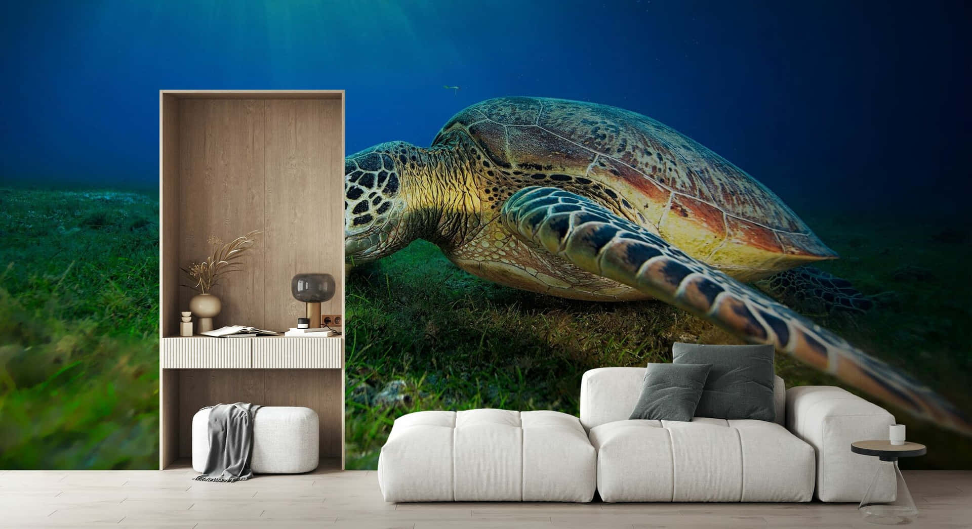 Green Sea Turtle Living Room Mural Wallpaper