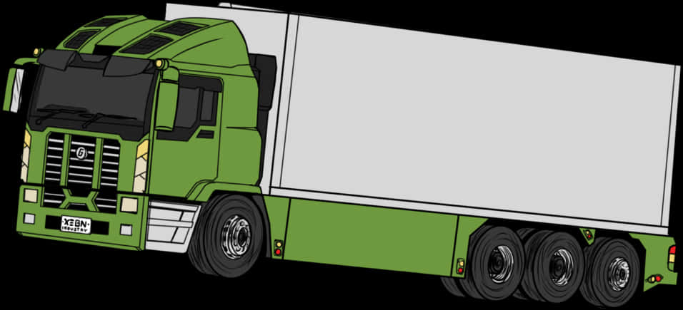 Green Semi Truck Illustration PNG