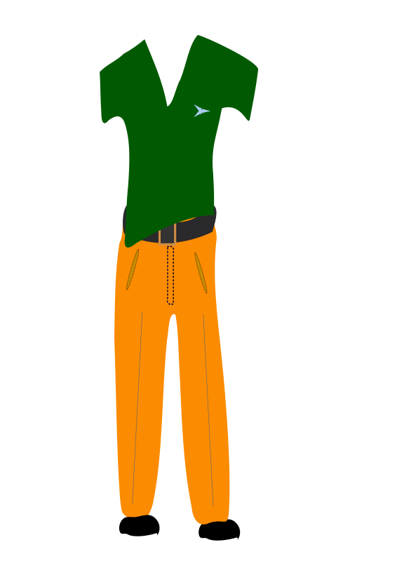 Green Shirt Orange Pants Vector Illustration PNG