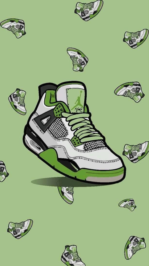 En grøn og hvid sneaker med hvide prikker Wallpaper