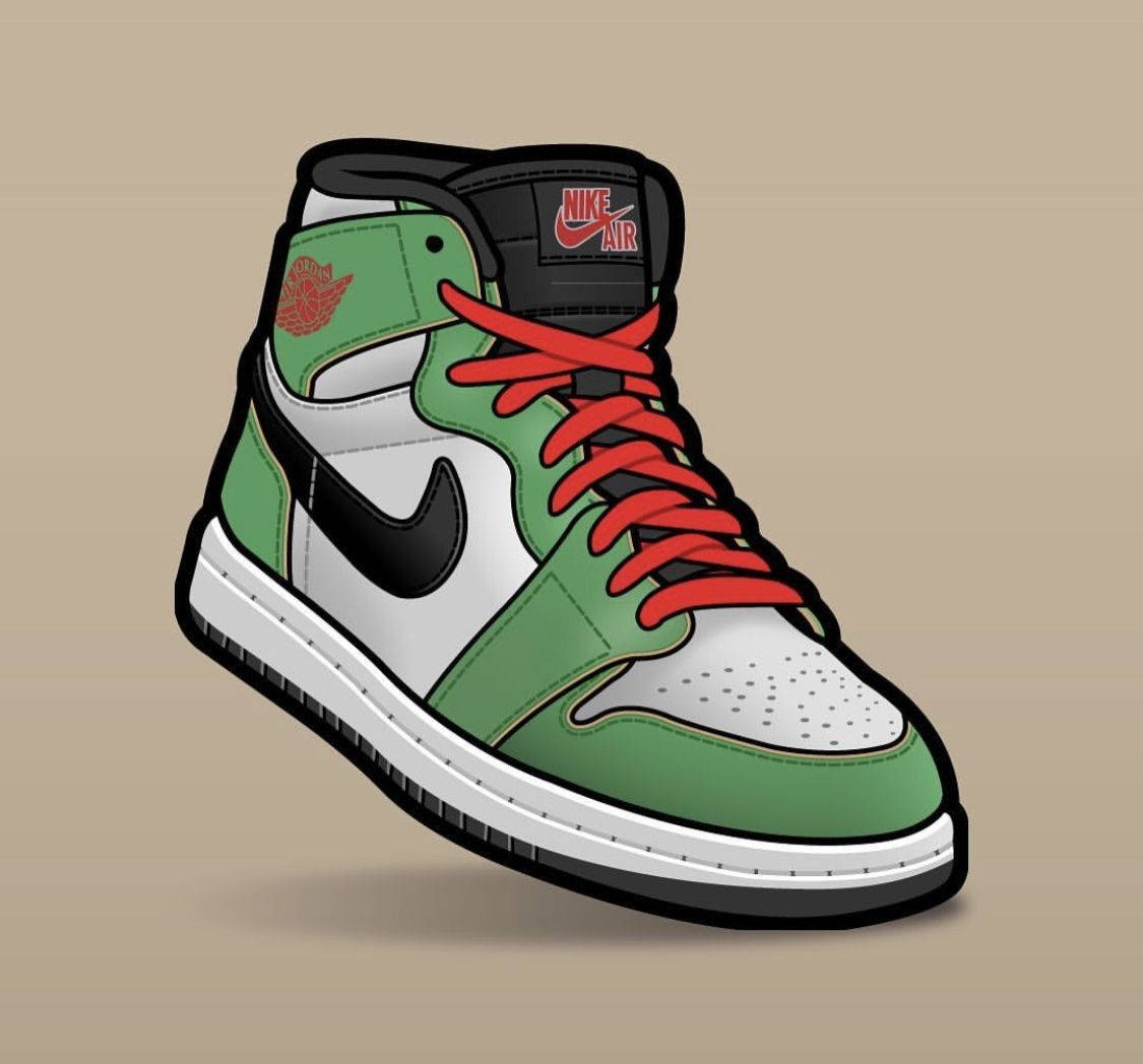 Et grønt og rødt Nike-sneakers er vist på tapetet Wallpaper