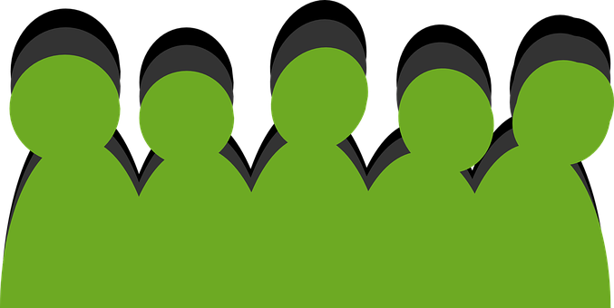 Green Silhouette Group Graphic PNG