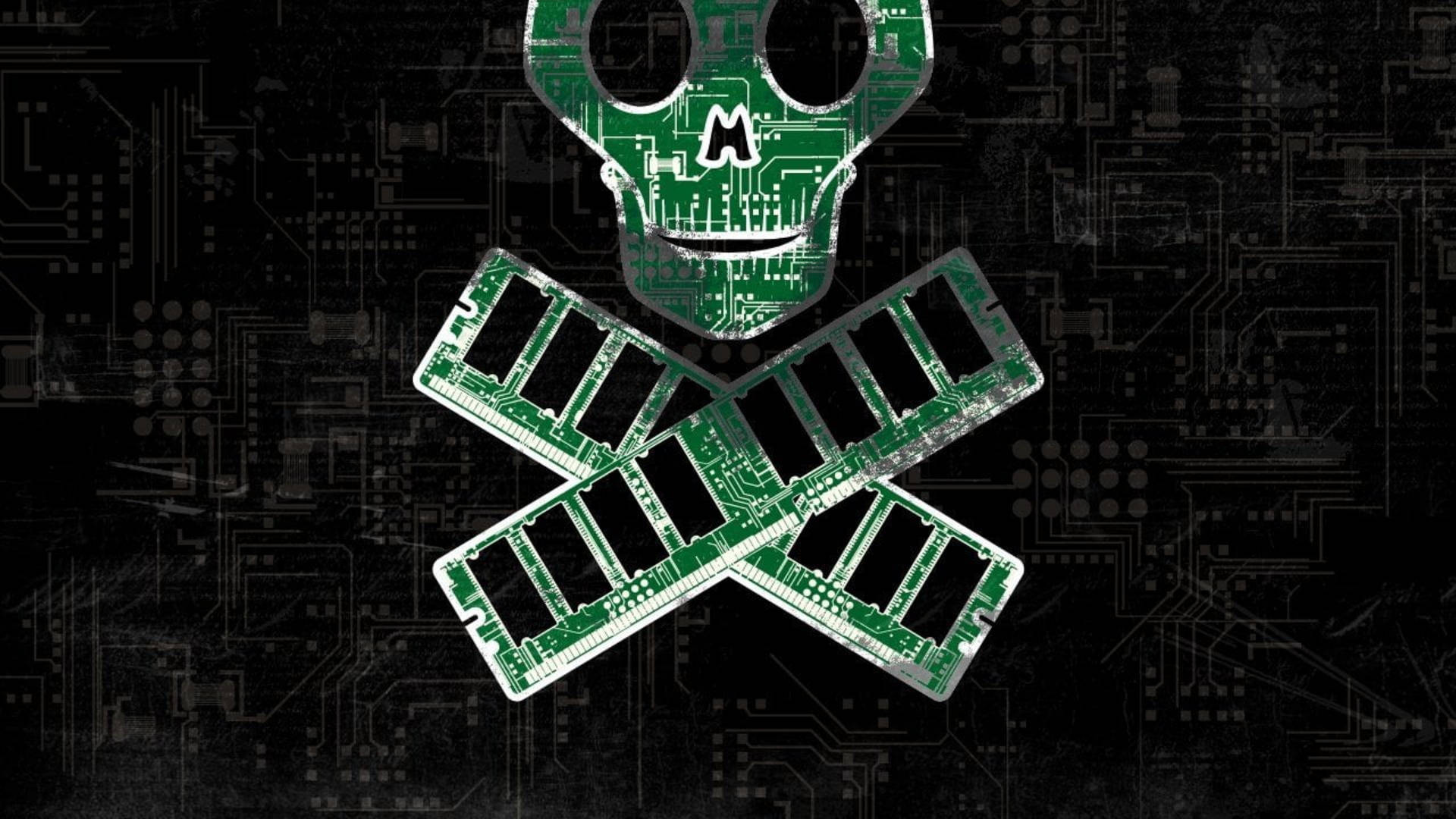 Green Skull Hacker Logo Wallpaper