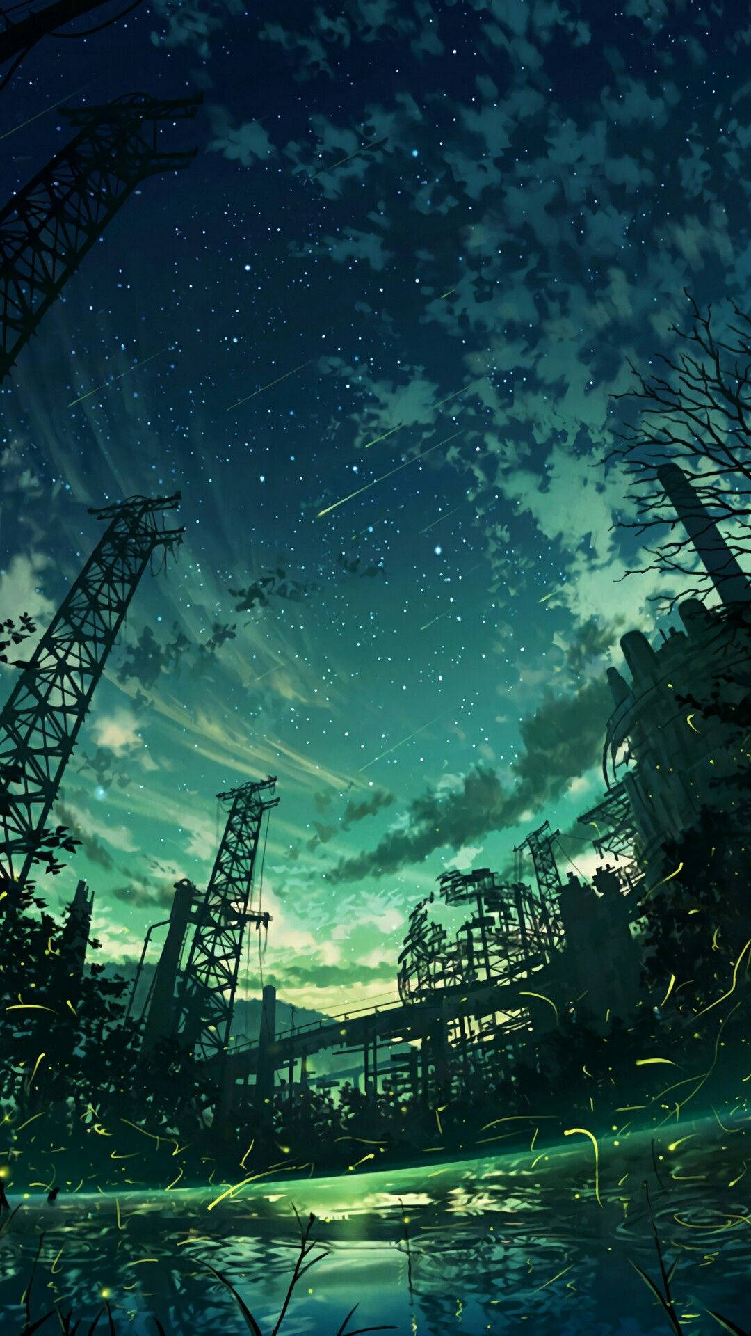 Green Sky And Stars Graphic Wallpaper