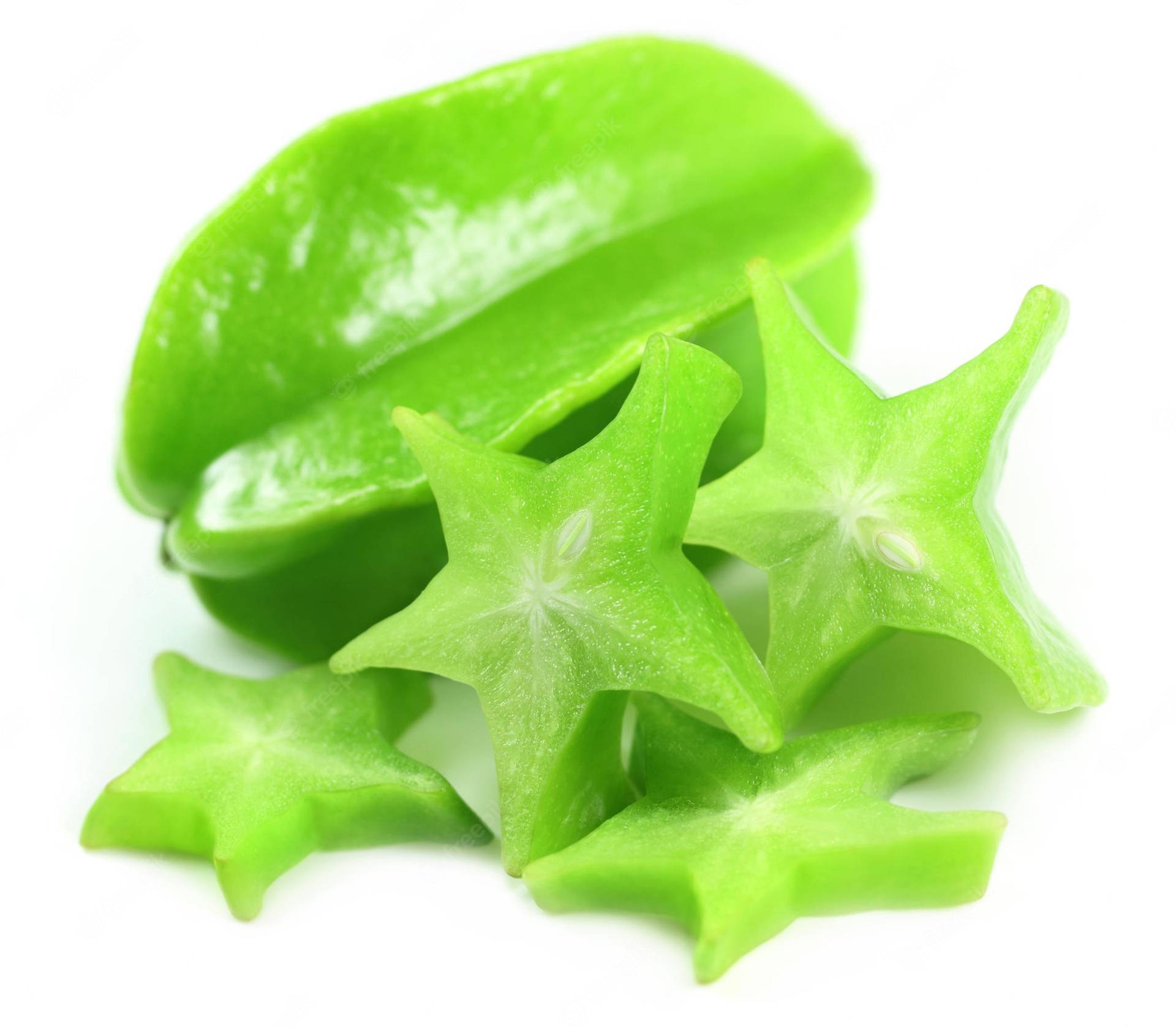 Green Sliced ​​star Fruit Wallpaper
