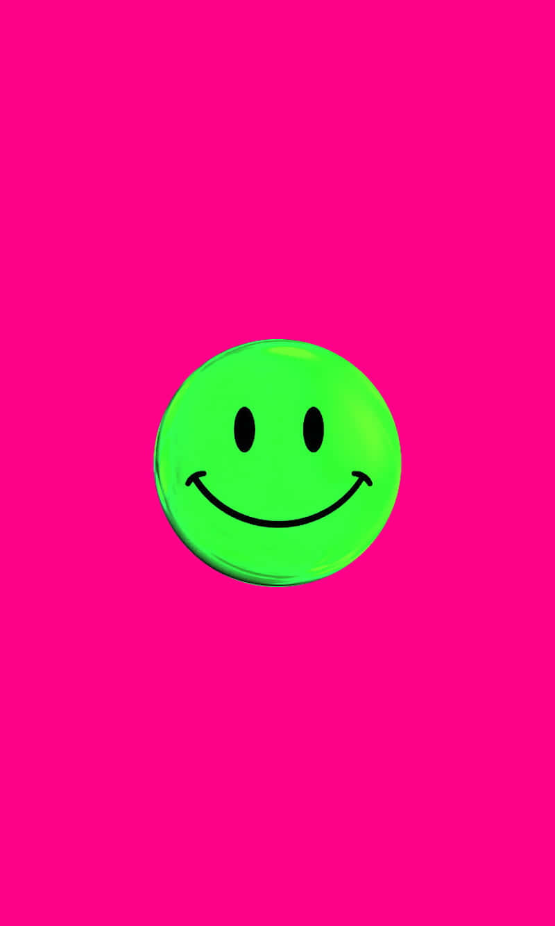 Green Smiley Face Pink Background Wallpaper