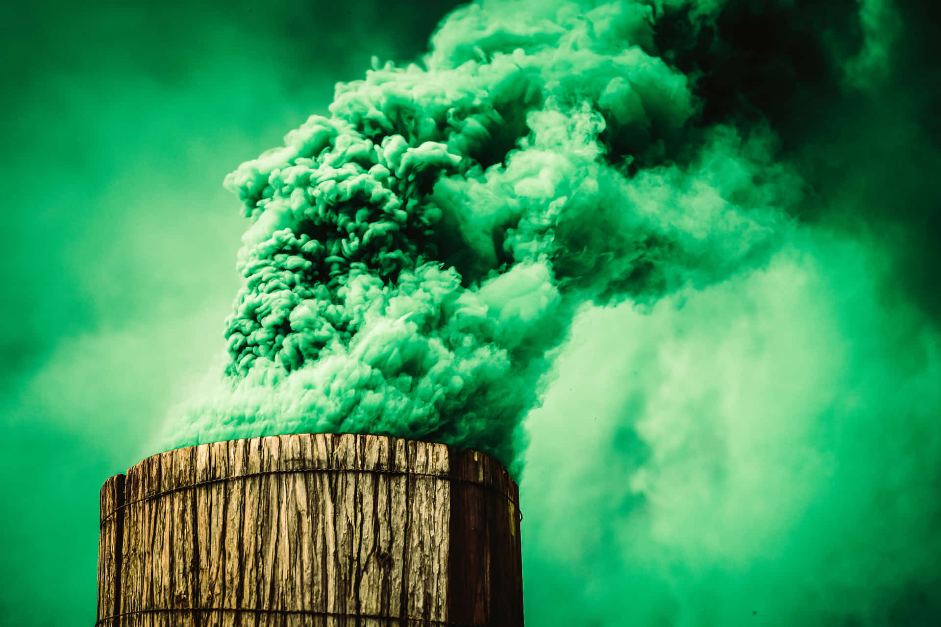 Green Smoke Coming Out Of A Chimney