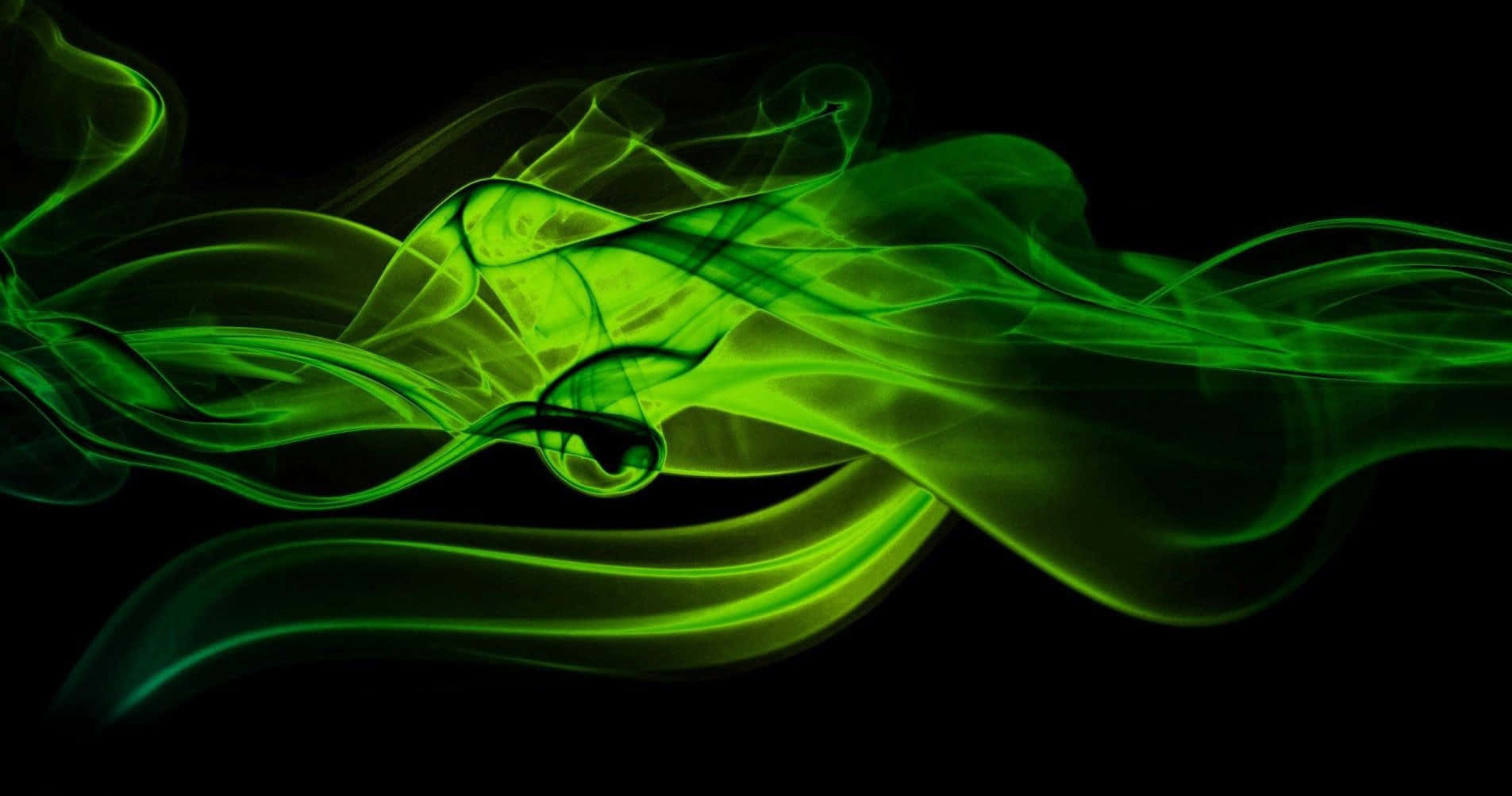Colorful Green Smoke Pattern on a Dark Background