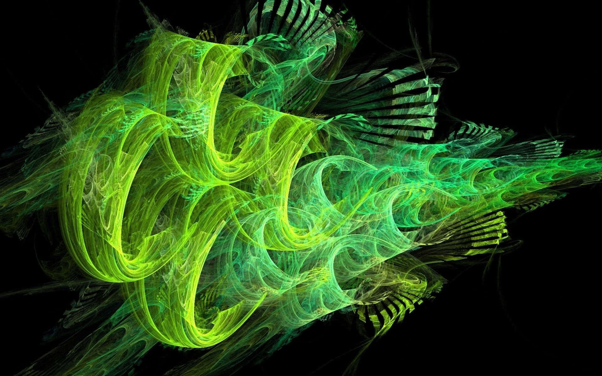 A Green Abstract Image With A Black Background