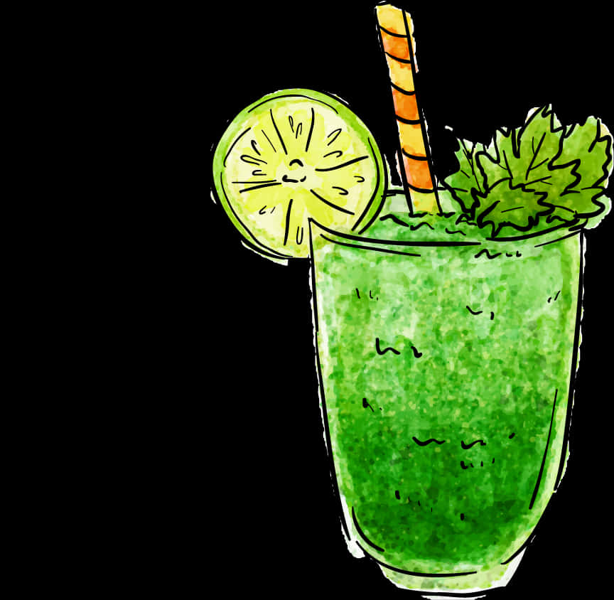 Green Smoothie Illustration PNG