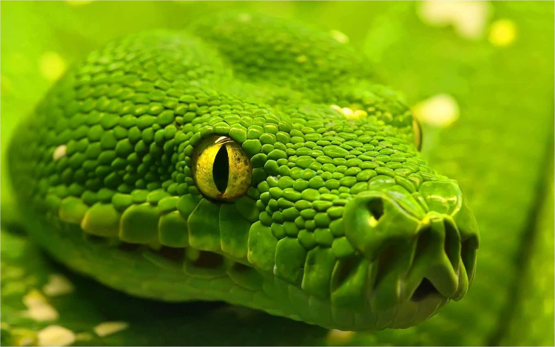 Green Snake Closeup Wallpaper
