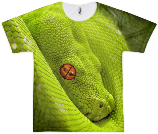 Green Snake Print Tshirt Design PNG