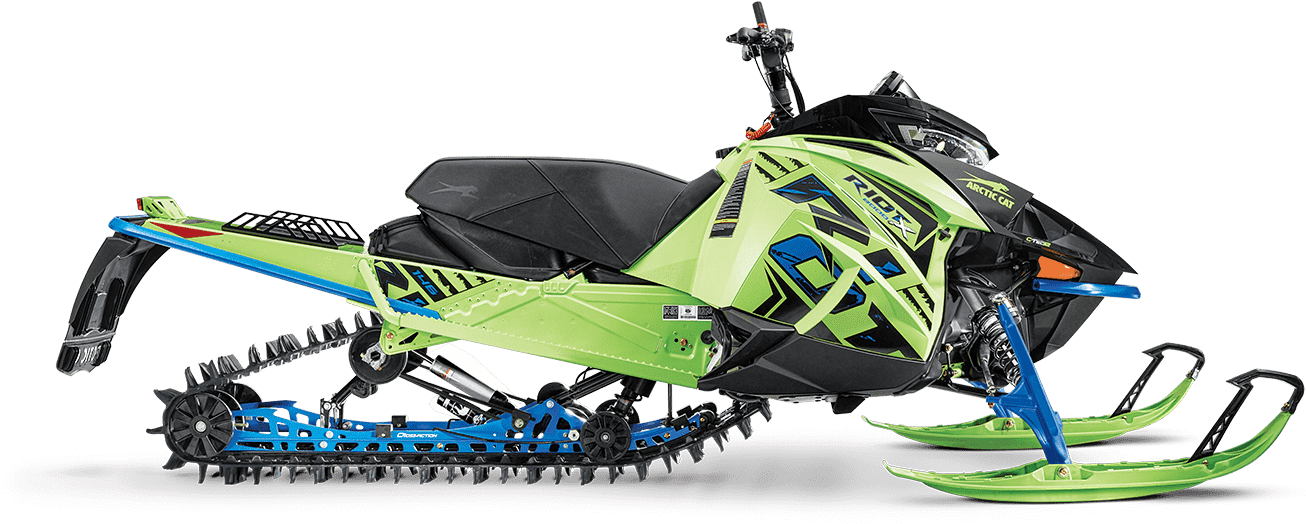 Green Snowmobile Profile View PNG