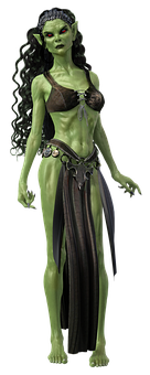 Green_ Sorceress_ Fantasy_ Character PNG