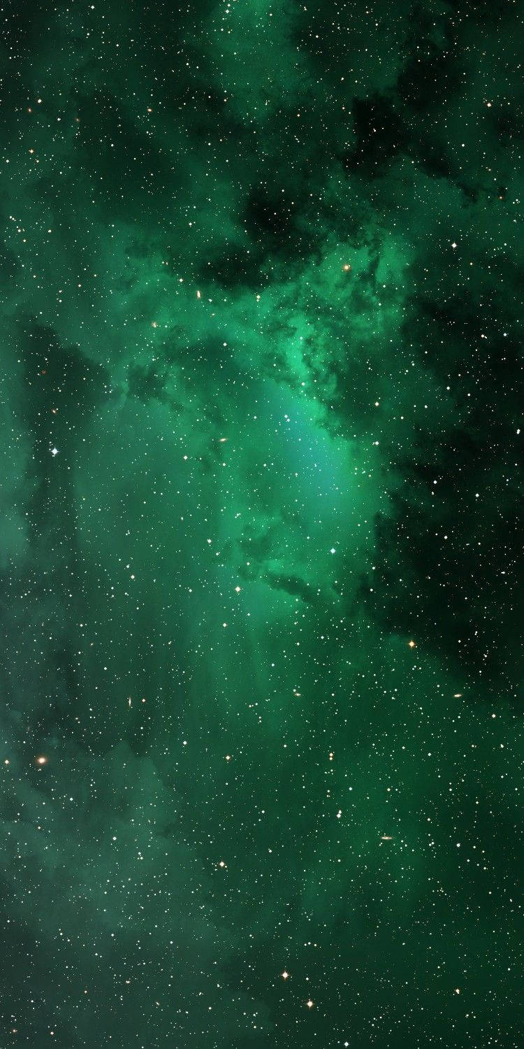 Green Space Clouds And Stars Wallpaper