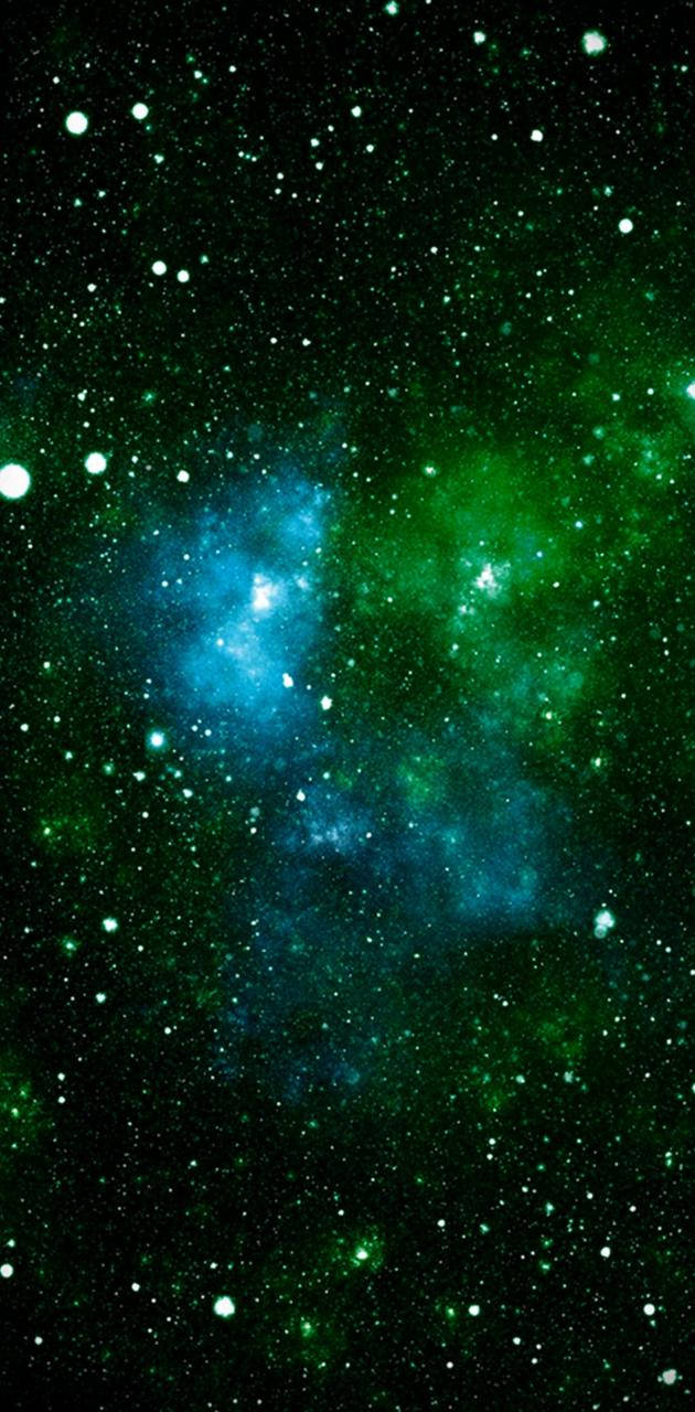 Green Space Blue Stars Phone Wallpaper