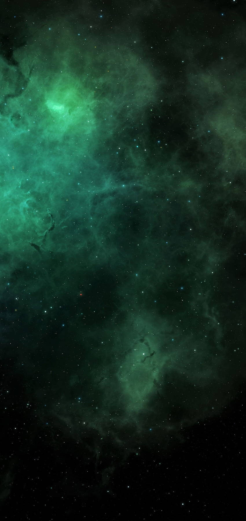 Partículasespaciales Verdes Y Estrellas En El Teléfono. Fondo de pantalla