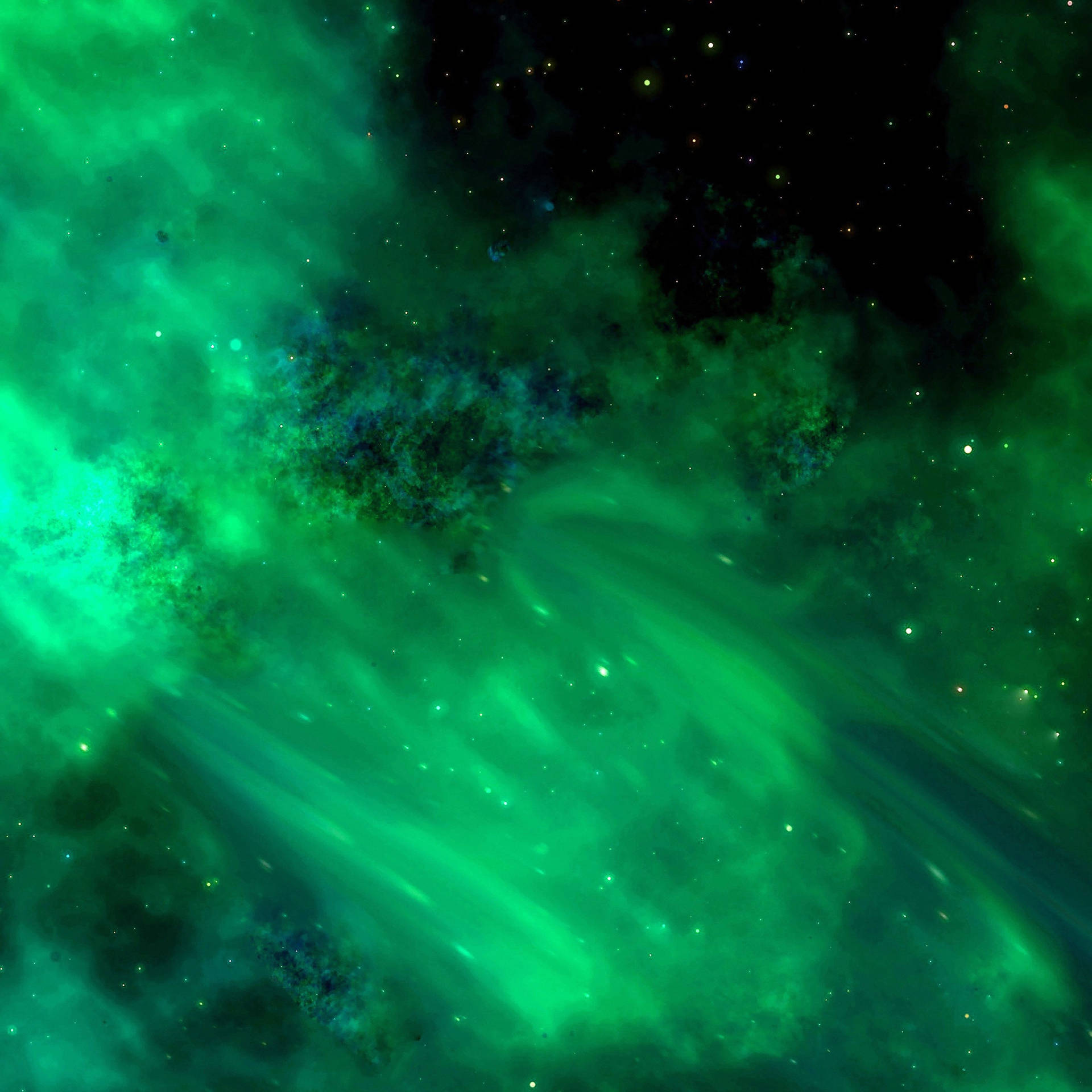 Green Space Big Nebula Clouds Wallpaper