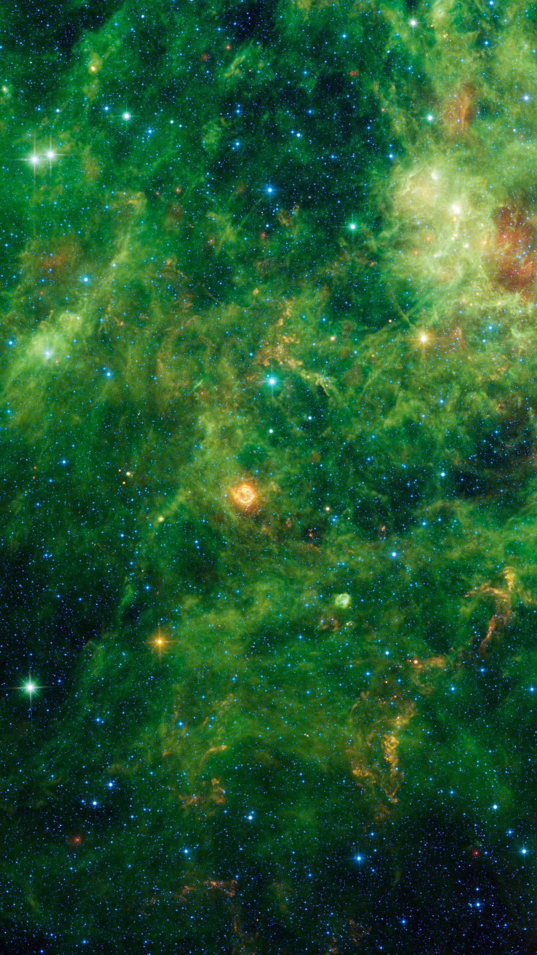 Green Space Cloud Particles Big Stars Wallpaper