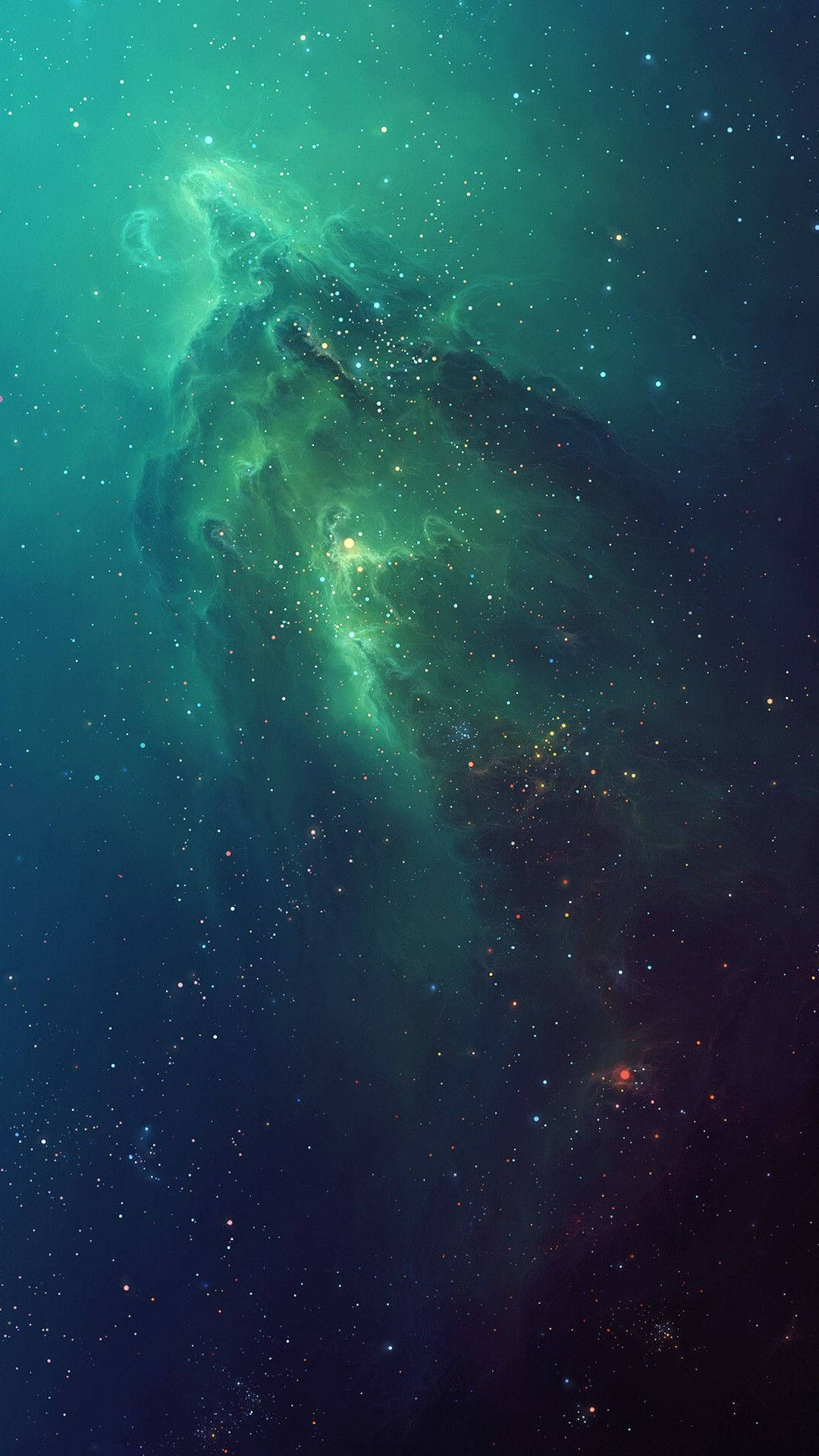 Einegrüne Nebula Im Weltraum Mit Sternen. Wallpaper