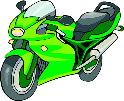 Green Sport Motorbike Illustration PNG