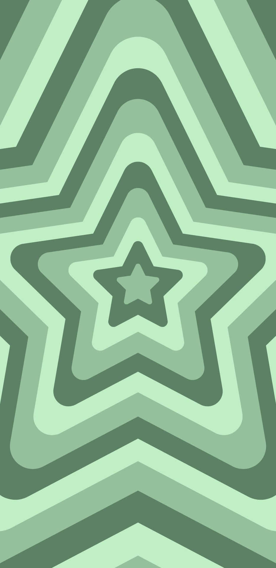 Green Star Concentric Pattern Wallpaper