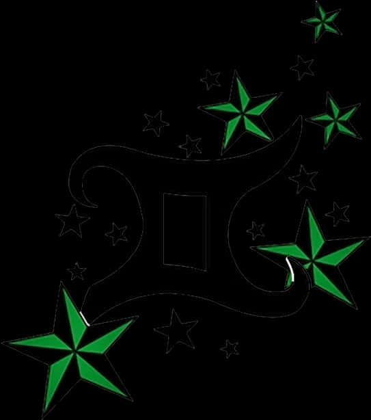 Green Starsand Abstract Shape Tattoo Design PNG