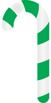 Green Striped Candy Cane PNG