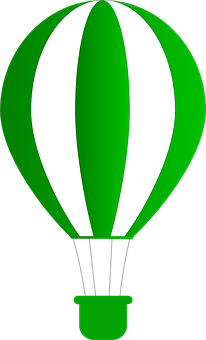 Green Striped Hot Air Balloon Icon PNG