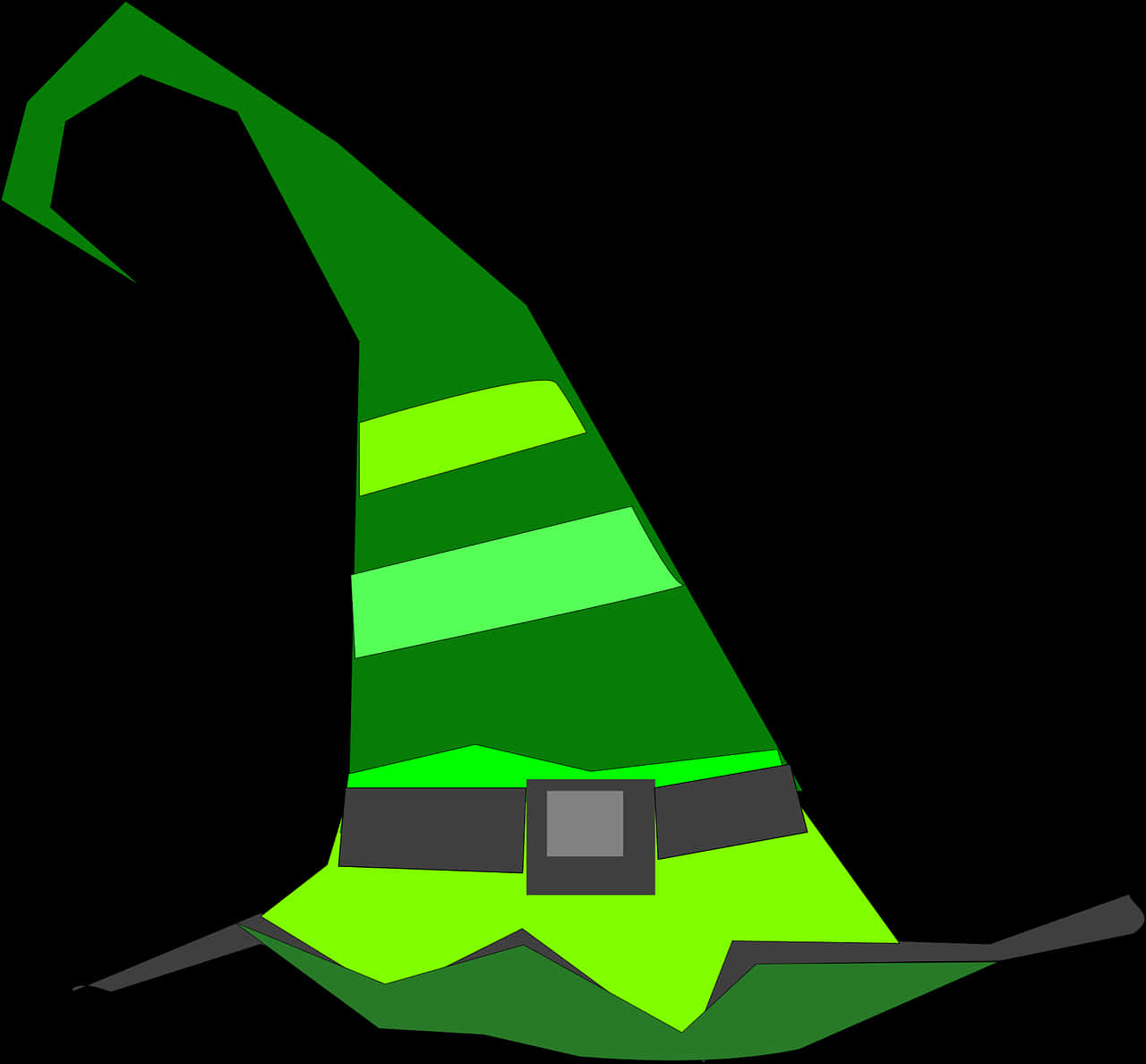 Green Striped Witch Hat PNG