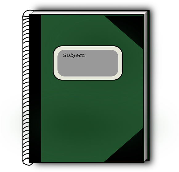 Green Subject Notebook Clipart PNG