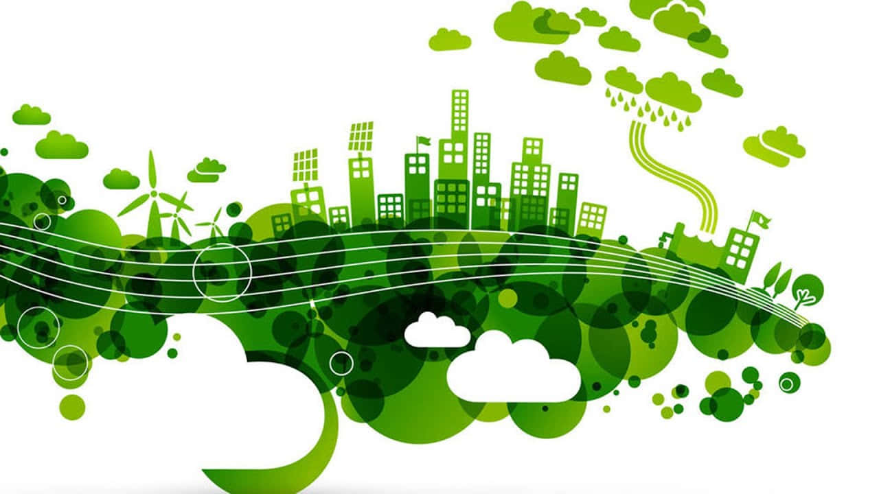 Green Sustainability City Illustration Wallpaper