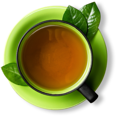 Green Tea Cup With Leaves PNG