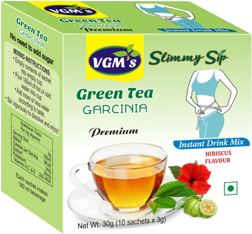Green Tea Garcinia Hibiscus Flavor Product Packaging PNG