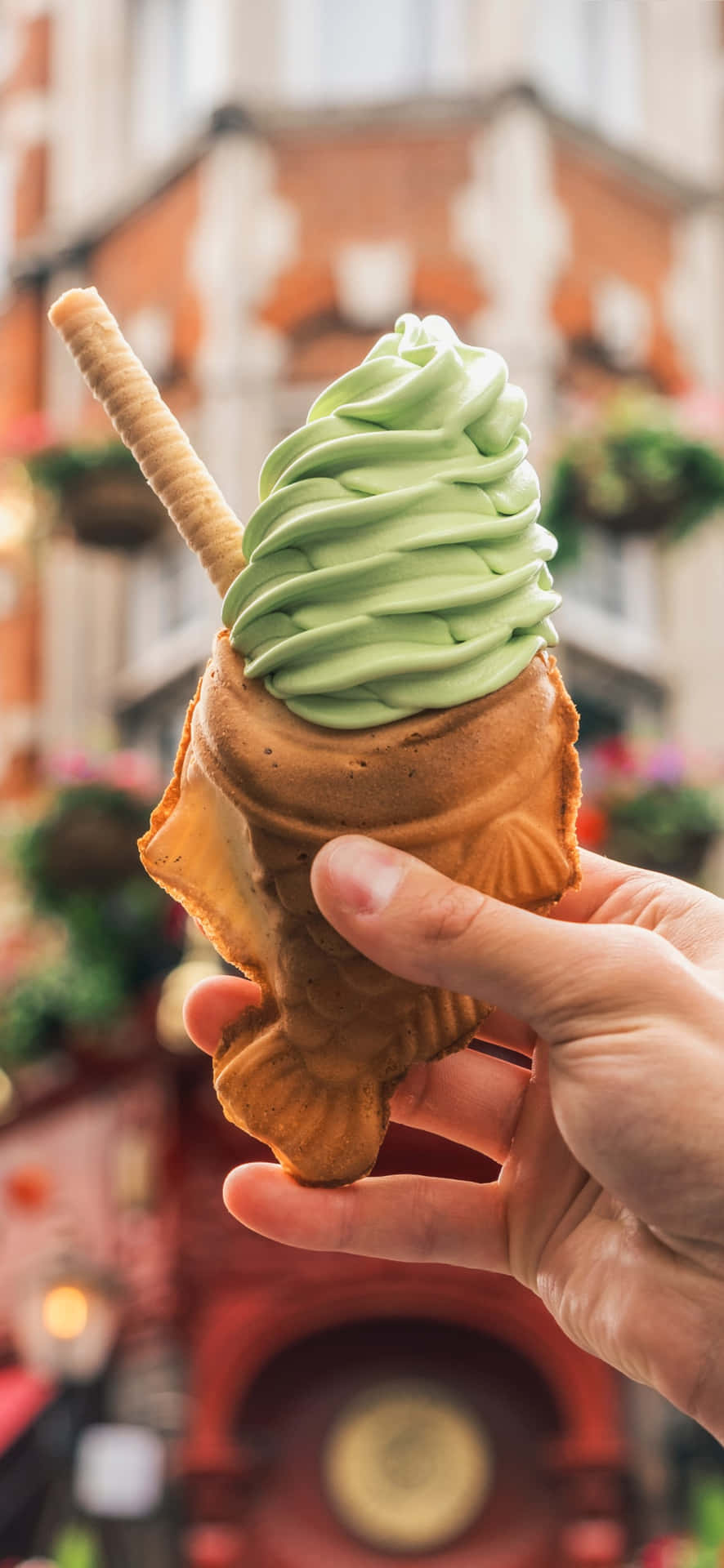 Green Tea Ice Cream Fish Cone Wallpaper