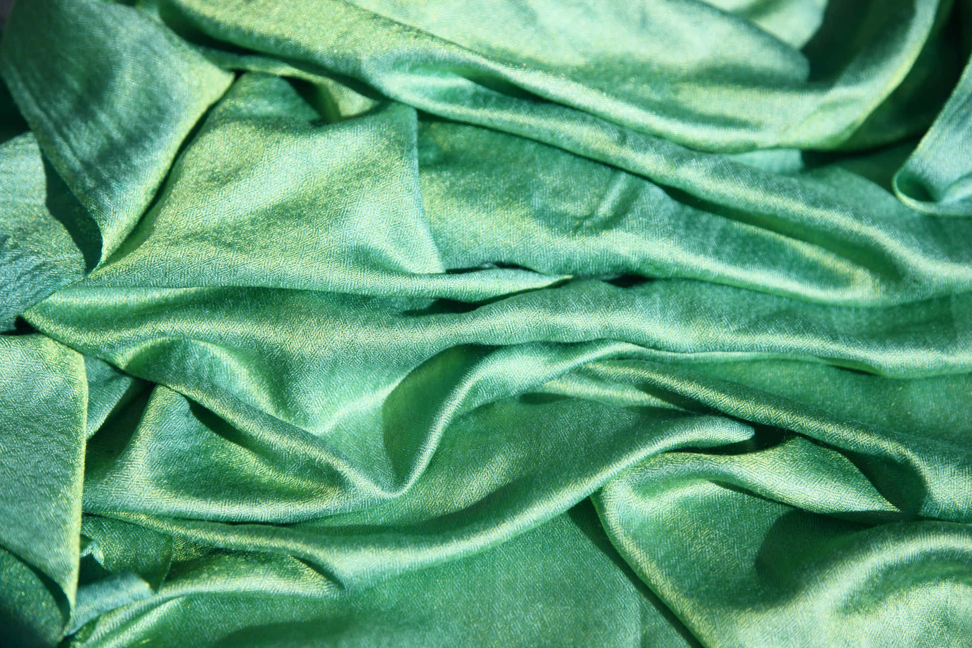 Green Silk Fabric Texture Background