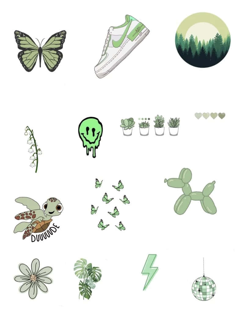 Green Theme Sticker Collection.jpg Wallpaper