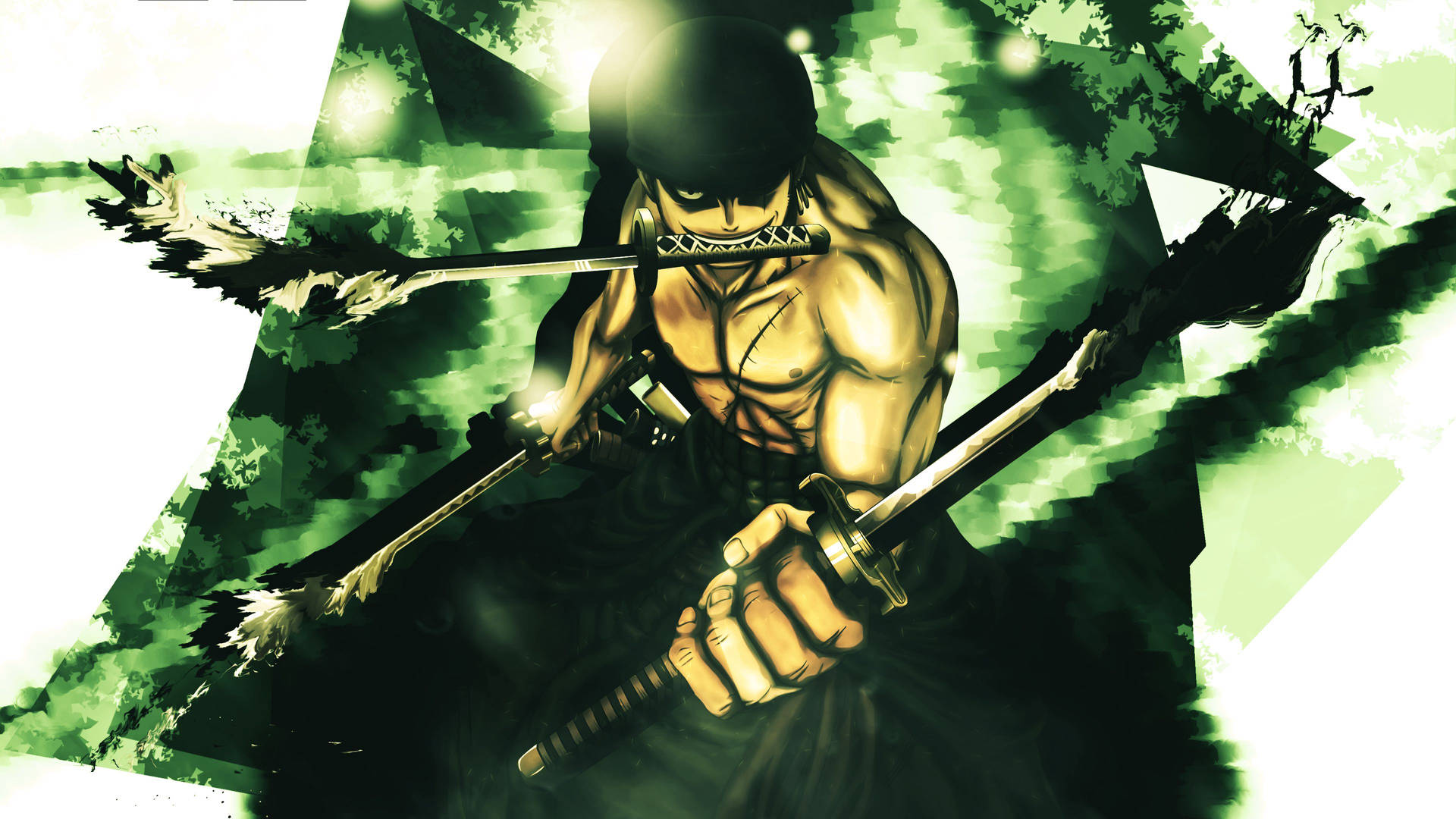 Green Themed One Piece Zoro 4K Wallpaper