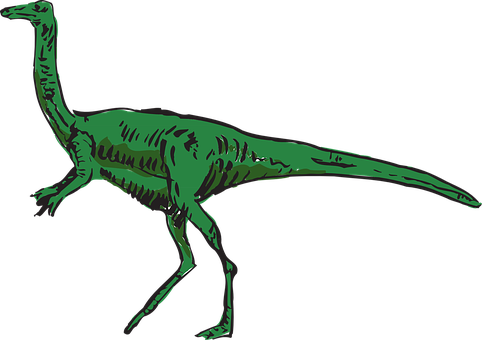 Green Theropod Dinosaur Illustration PNG