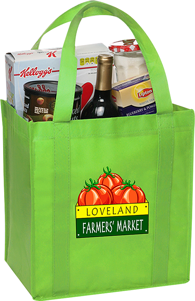 Green Tote Bag Filled With Groceries PNG